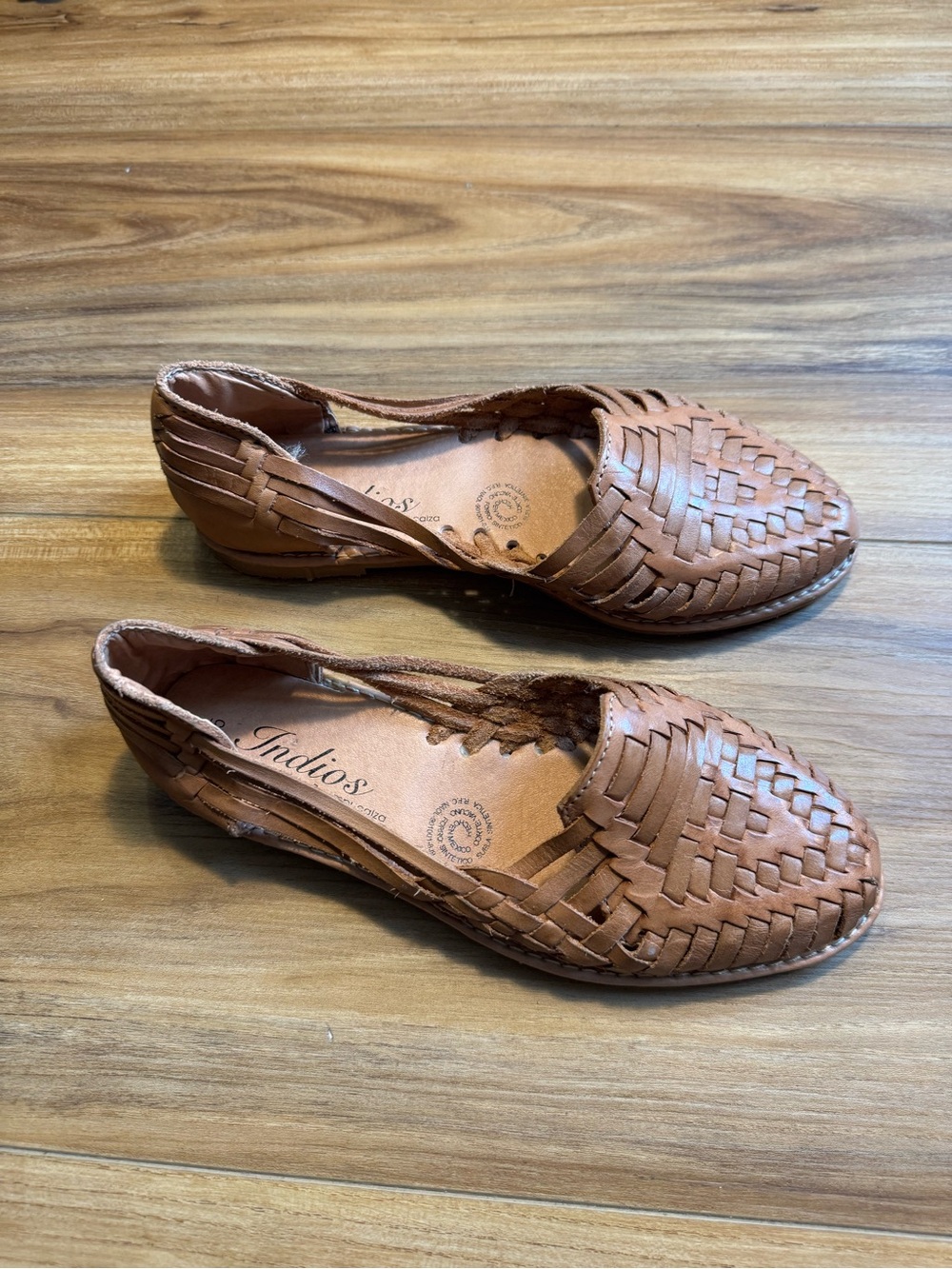 Women’s Woven Leather Flats in Brown